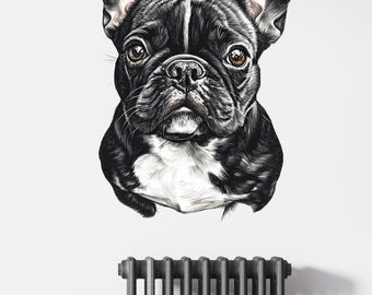 Calcomanía de vinilo de bulldog francés - Adhesivo de pared de bulldog realista - Decoración de perro despegable y adhesiva para habitación de niños, guardería o sala de estar Vn021