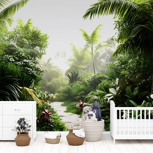 Tropical Wallpaper Mural / Jungle Leaf Wall Art / Palm Leaf Peel and ...