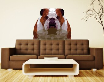 English bulldog dog, Polygonal Wall decal, Winston & Bear Funny Bulldog Wall Decals, English Bulldog 3D Sticker, Multi Color GD191