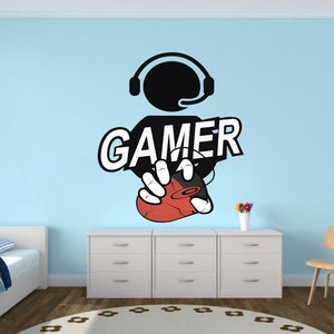 Gamer Wall Decals Sticker Game Wall Decals Colorful Gaming Wall Stickers Gamer Room Decor Removable Video Game Controller Gaming Zone -GD550