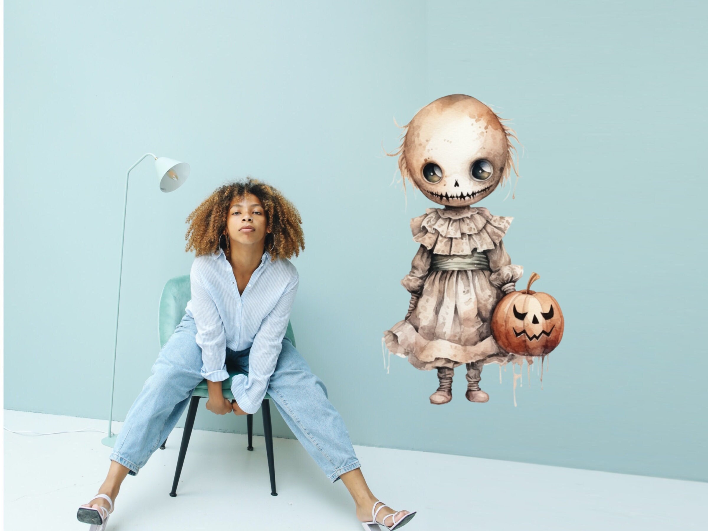 Creep out your space with a Dolls of Horror Halloween Decal - Spooky and Stylish!