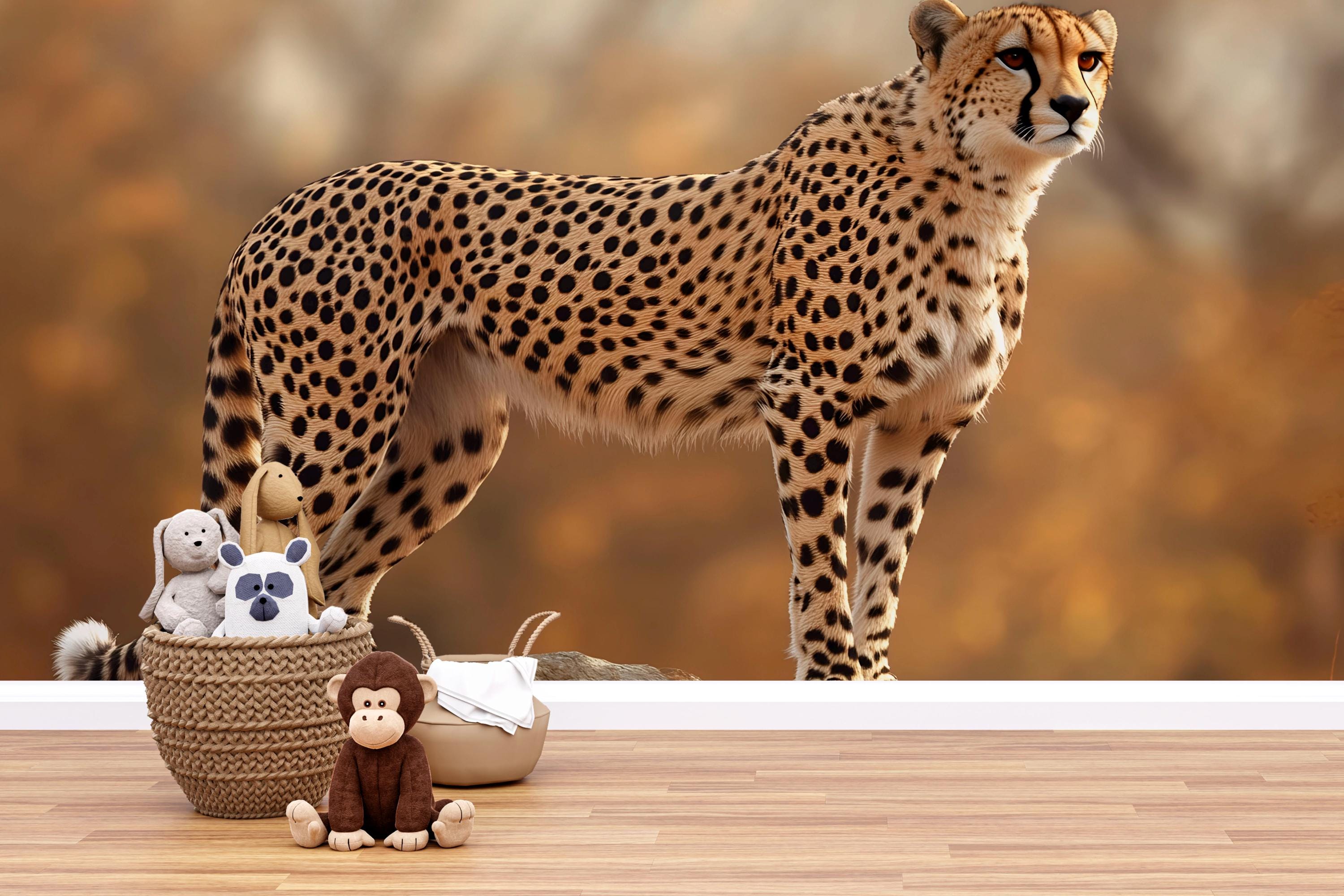 Lifelike Cheetah Wall Decal - 3D Safari Animal Wall Sticker For Kids Room, Nursery, Classroom Decor - View #4