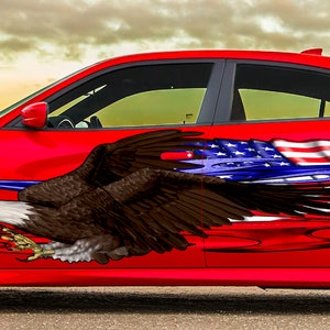 Tribal USA Flag Street Racing Graphic, American Pride Ripped Truck