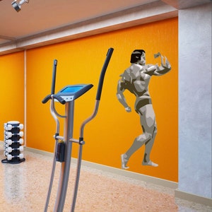 Bodybuilder Wall Decals - Gym Barbell Wall Stickers for Fitness Club Decor - Gym Inspirational Wall Vinyl Decals for Men Boy -GD90