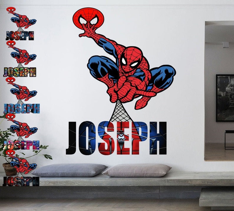 Spiderman Wall Decal Spiderman Name Decal Personalized Etsy
