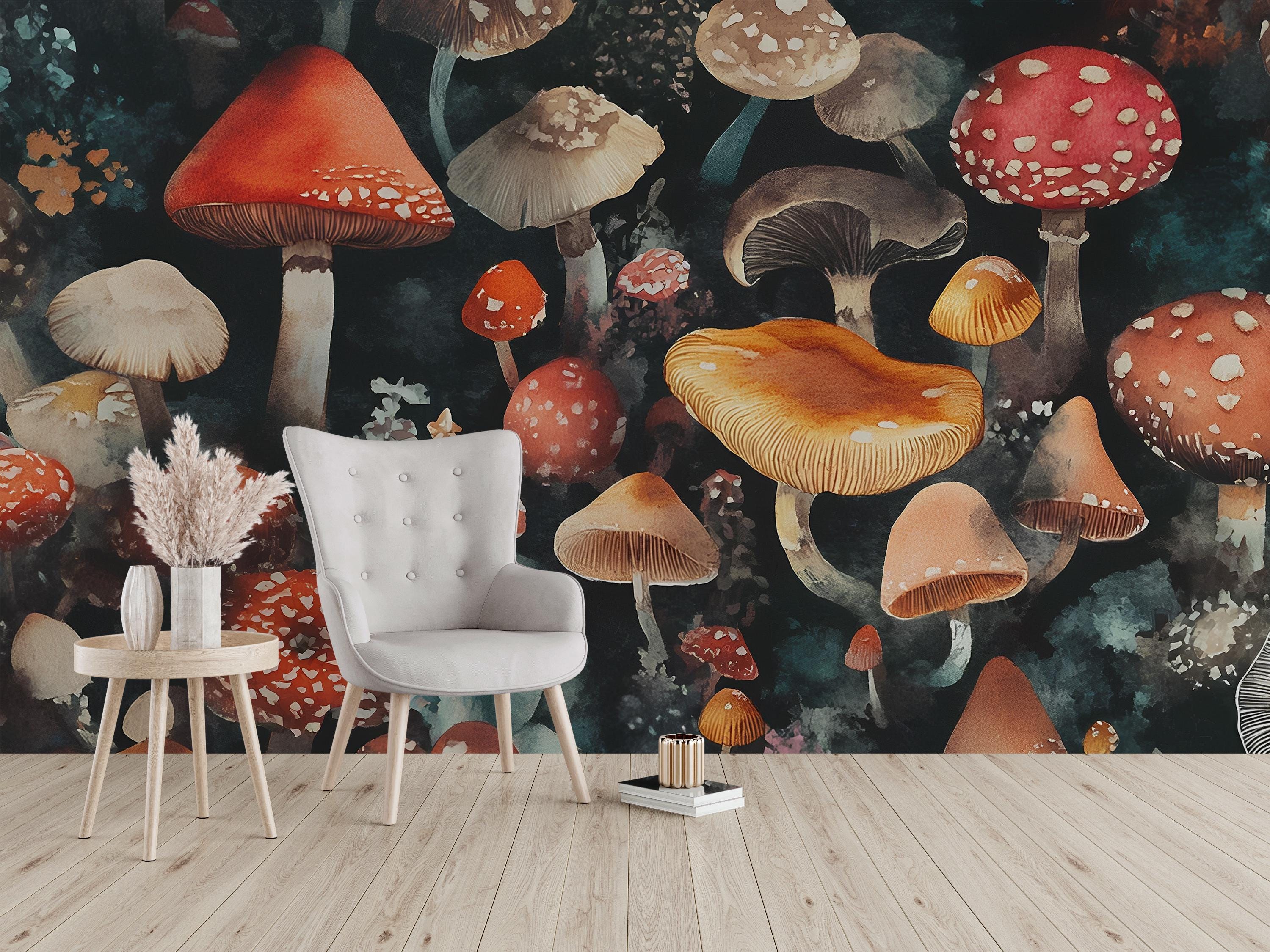 Mystical Mushroom Wallpaper / Fantasy Forest Wall Mural / Whimsical ...