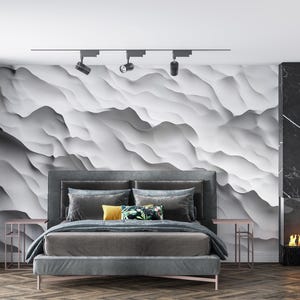 Wavy 3D Texture Wallpaper – Abstract Wave Wall Mural – Modern Illusion Effect Peel and Stick Wallpaper – Textured Look Wall Art Decor