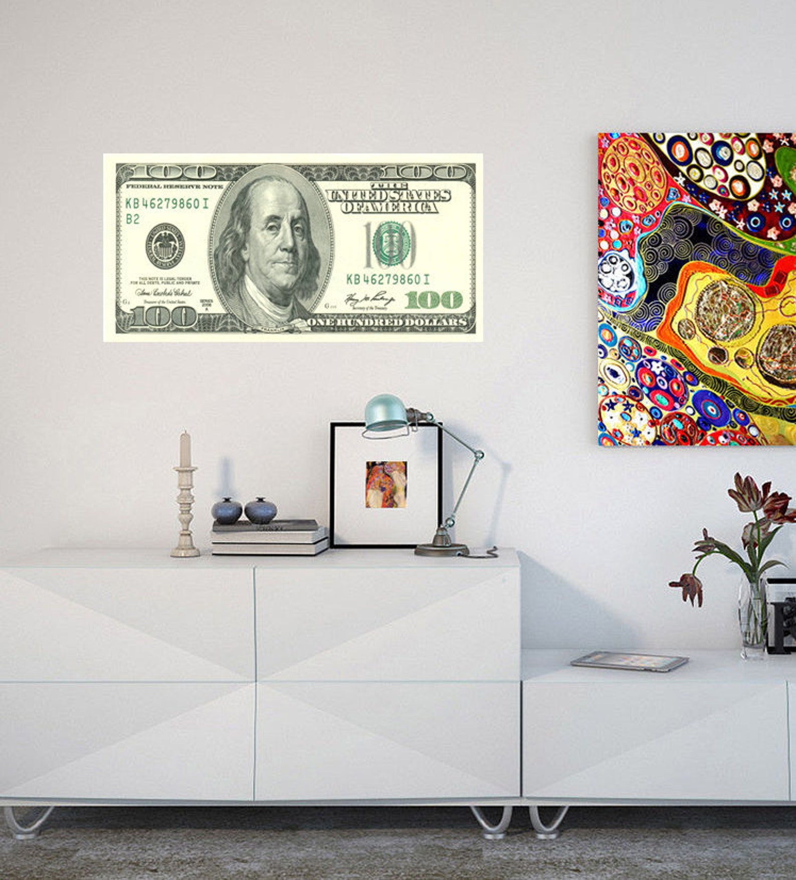 Money dollars Wall decal Money dollars Wall stickermodern Etsy