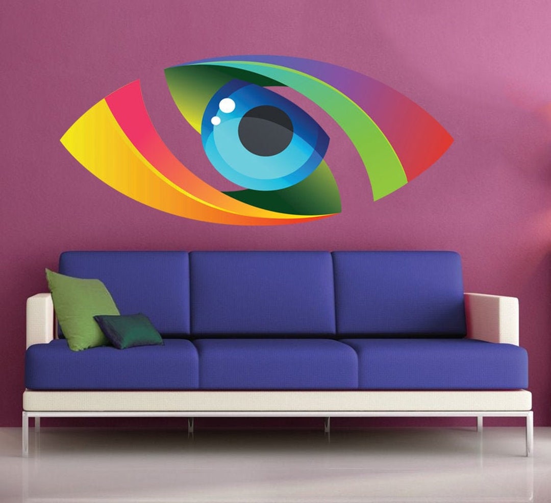 Eye Wall Decal, Eye Wall Sticker, Modern Art, Multi Color, 3D Stickers Decorative Creative