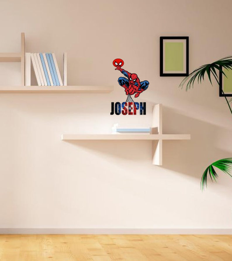 Spiderman Wall Decal Spiderman Name Decal Personalized Etsy