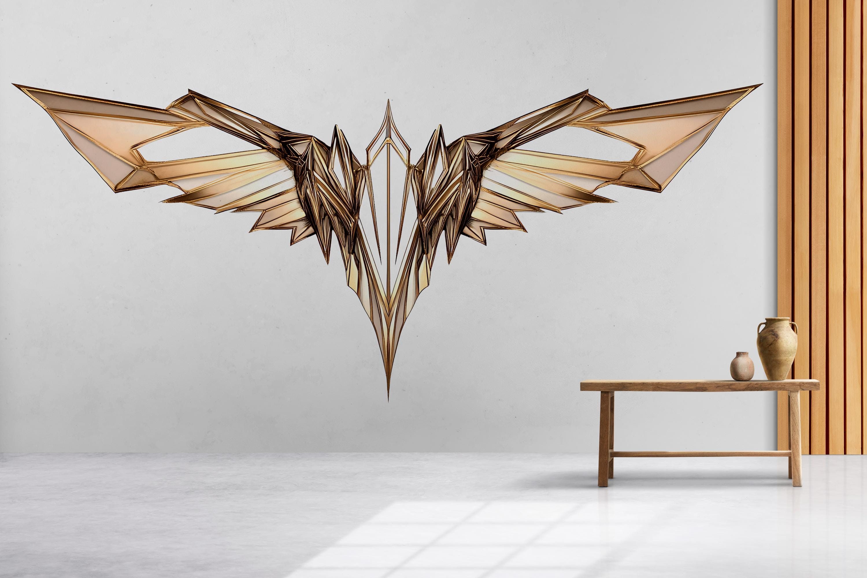 Abstract Wing Wall Decal, Modern Gold Wings Wall Sticker, Luxury Angel ...