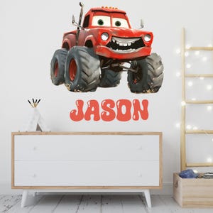Adesivo da parete Monster Truck / Adesivo da parete Monster Truck / Adesivo da parete per camion fuoristrada / Adesivo da parete per camion da corsa / Adesivo da parete per camion di grandi dimensioni / Adesivo da staccare e attaccare