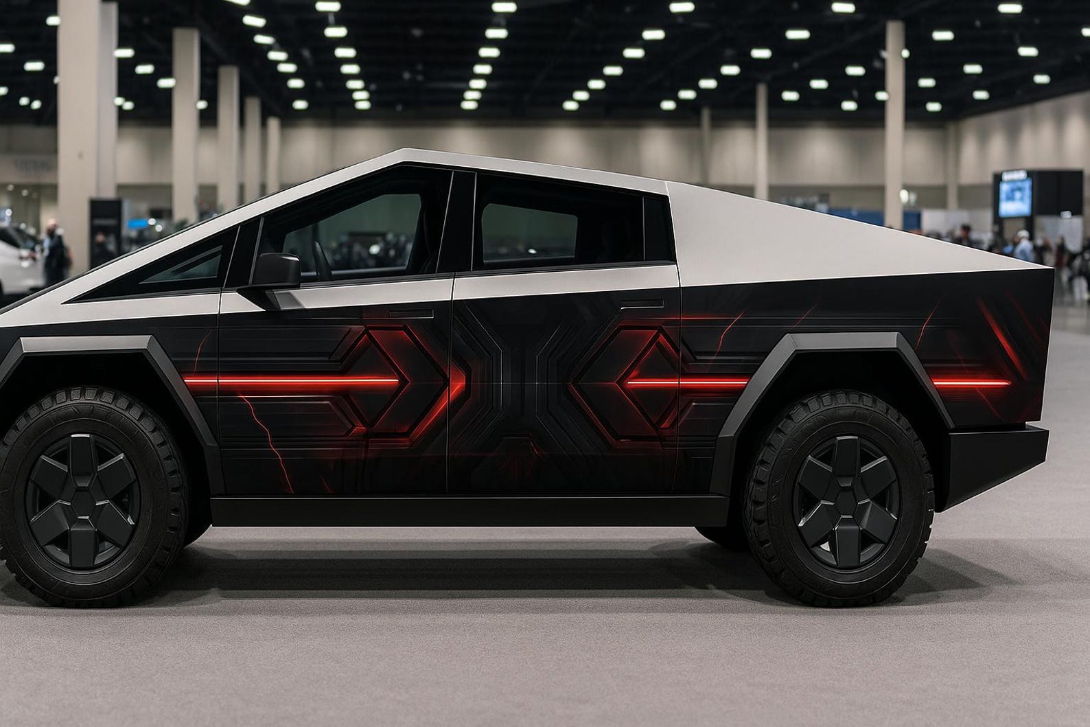 Tech Wrap Racing Red Cybertruck Futuristic Red Tech Wrap | Tesla Vinyl Car Wrap | Electric ...