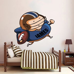 American Football Custom Name Wandtattoo, personalisierte Aufkleber, personalisierte Aufkleber, Wandaufkleber Fußball, Jungen Schlafzimmer Dekor-GD718