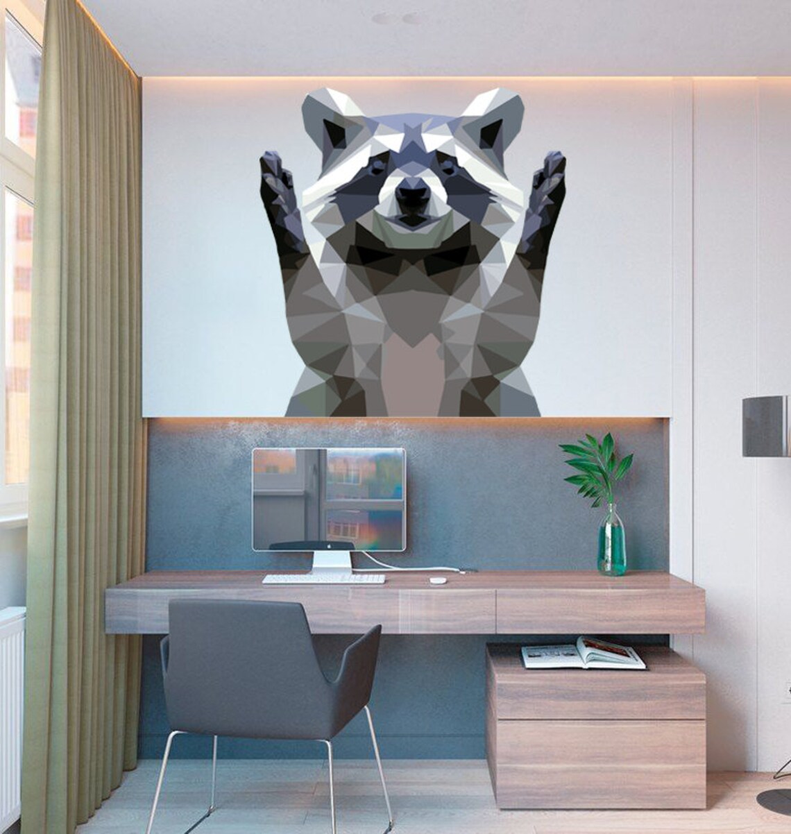 Raccoon Home Decor Raccoon Wall Decal Wild Animal Wall Decal Etsy