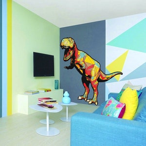 3D Dinosaur Rex Wall decal, Dinosaur Sticker, Tyrannosaurus Decal, Jurassic Park Nursery Room Decor, T-Rex Multi Color GD181
