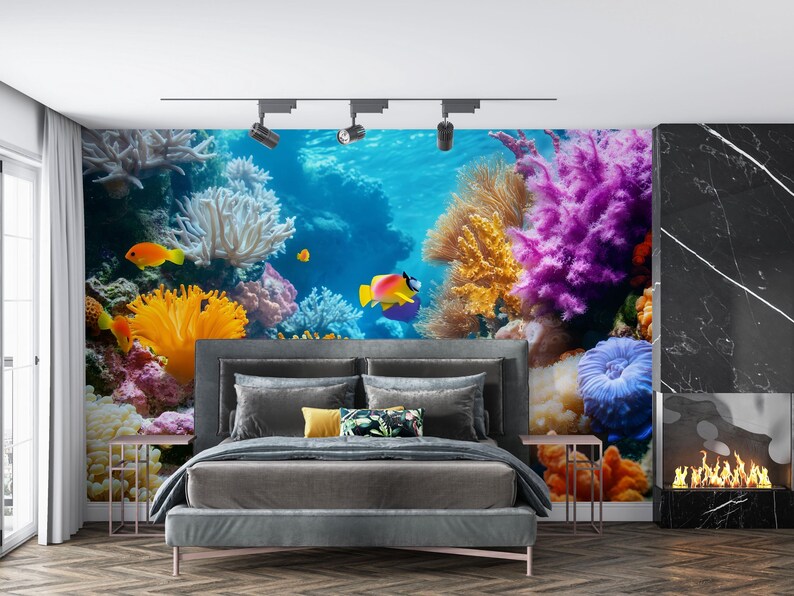 3D Coral Reef Wallpaper for Beach House – Ocean Scene Wall Mural With ...