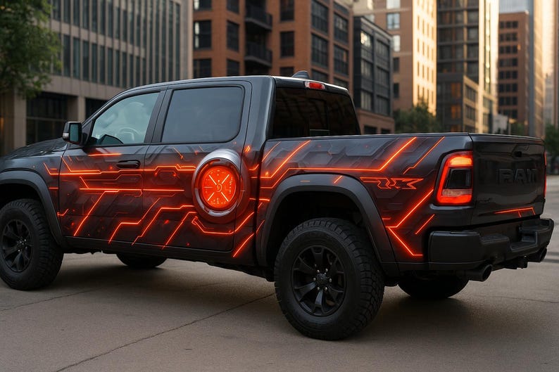 Tech Wrap Racing Red Futuristic Red Tech Truck Wrap | Vinyl Wrap | Cyber Circuit Car Design ...