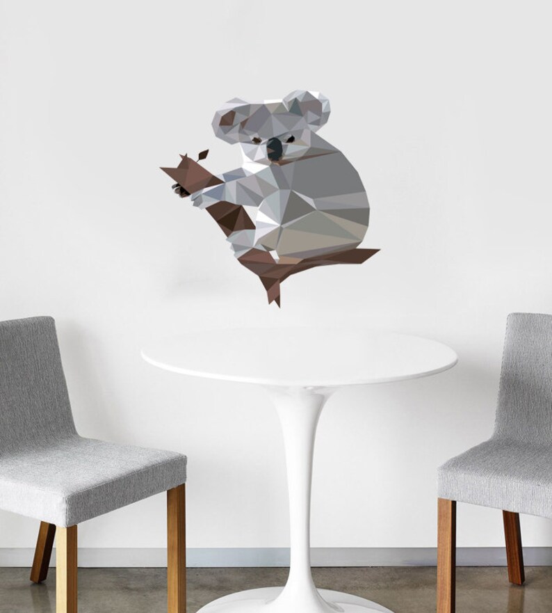Koala Animal Polygonal Wall Decal Koala Animal Polygon Etsy