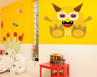 Wallmonkeys Funny Alien Wall Decal Peel and Stick Decals for Boys, Vinyl Wall Decal, Funny Alien Children's Room Multi Color AN-98