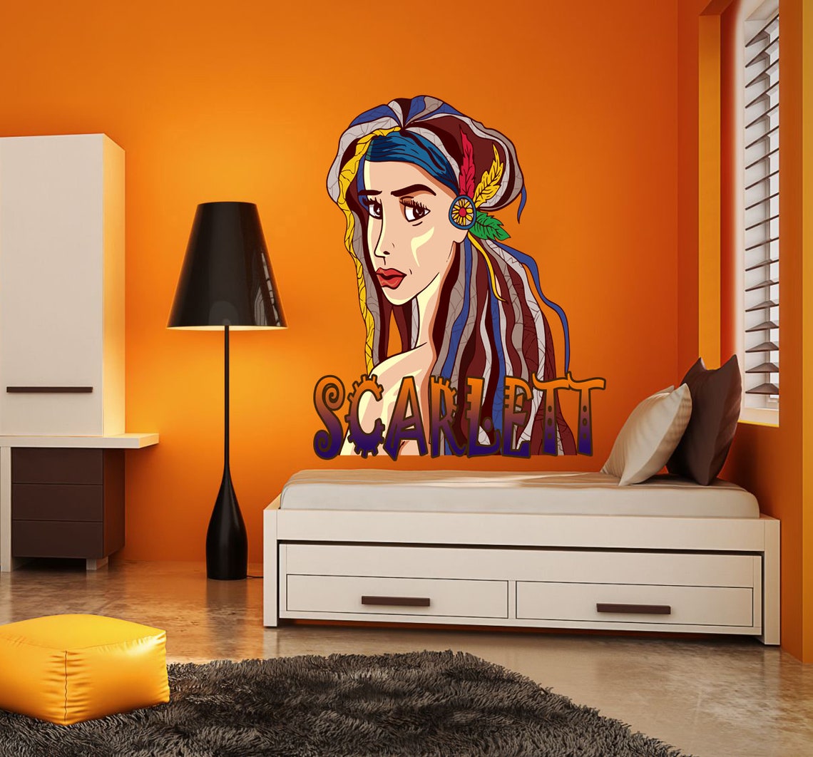 Wall Decal Art Stickers Bohemian Girl Personalized Sticker Etsy UK