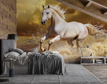 ルアーン・マニング 馬の絵画 白フレーム付き ルアーン・マニング 馬の