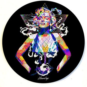 Maryilyn Monroe Pop Art Dab Mat by Stonerdays. 8&quot; round 1/4&quot; thick. Psychedelic Marilyn Monroe Glass Mat