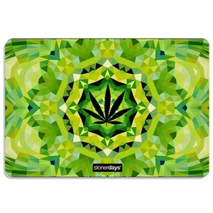 Kaleidoscope of Dope Dab Mat Large 12x8&quot; by Stonerdays. Green Trippy Dab Mat