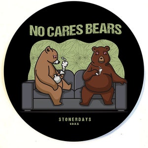 No Cares Bears Dab Mat by Stonerdays. 8&quot; round 1/4&quot; thick. Fun Party Dab Mats