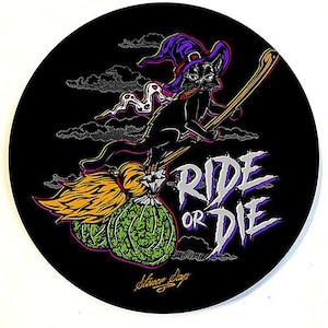 Ride or Die Kitty Dab Mat by Stonerdays. 8&quot; round 1/4&quot; thick. Halloweed Dab Mat. Halloweed Mat