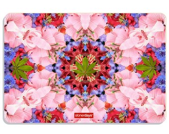 Pink Orchid Kaleidoscope Dab Mat Large 12x8" by Stonerdays. Pink Orchids Trippy Dab Mat