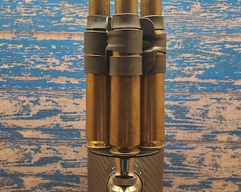 50 Caliber M33 Rounds 4 Linked Beer Tap Handle Upcycled Brass Casings