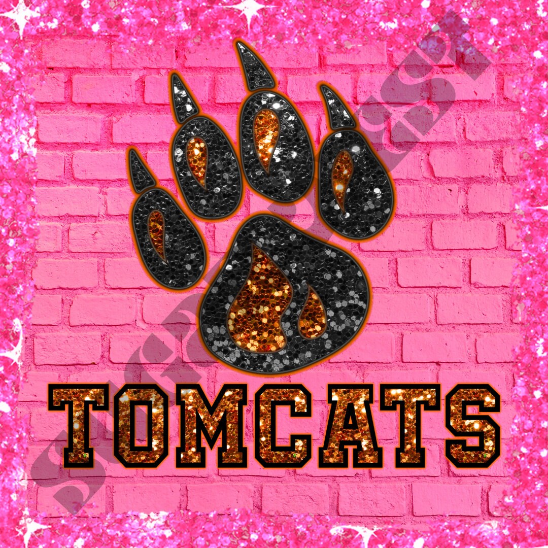 TOMCATS Tom Bean School Spirit Glitter Design DIGITAL PNG Etsy