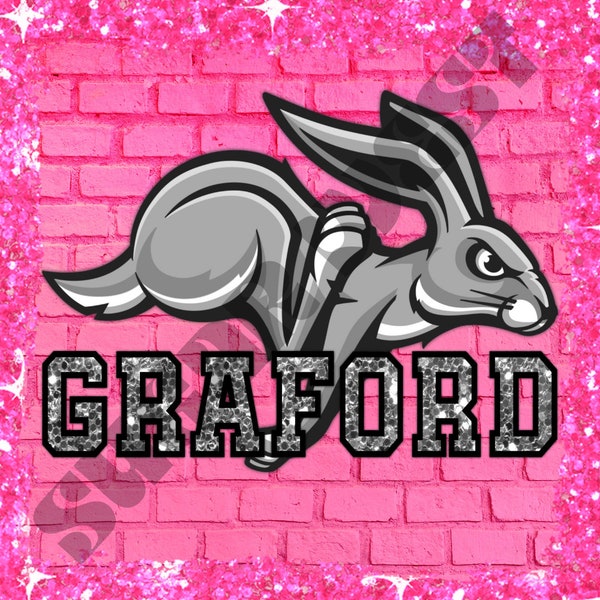 Graford Jackrabbits Glitter School Spirit with Lettering DIGITAL DESIGN PNG