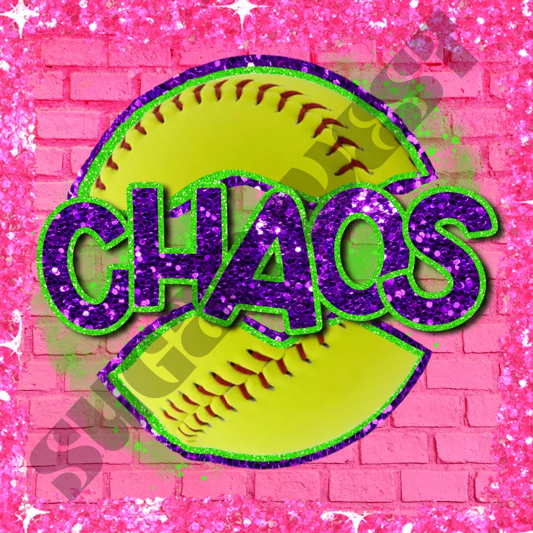 CHAOS Team Softball Logo Purple and Lime Green DIGITAL DESIGN Etsy