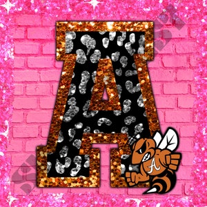 Alvin Yellowjackets Glitter Leopard School Spirit DIGITAL DESIGN PNG