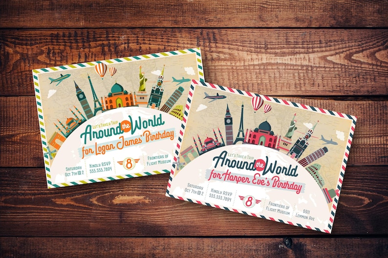 Around The World Party Invitation Ideas 3