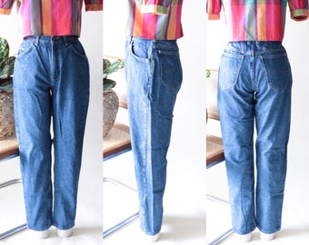 Vintage Mom Jeans, High Waisted LEE Denim, Tapered, Dark Blue, 80's Fashion