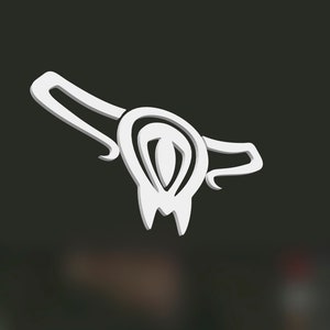 May include: A white outline of a female reproductive system, including the uterus, fallopian tubes, and ovaries.