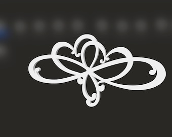 Double Filigree Heart Infinity Loop 3D STL File for 3D Printing