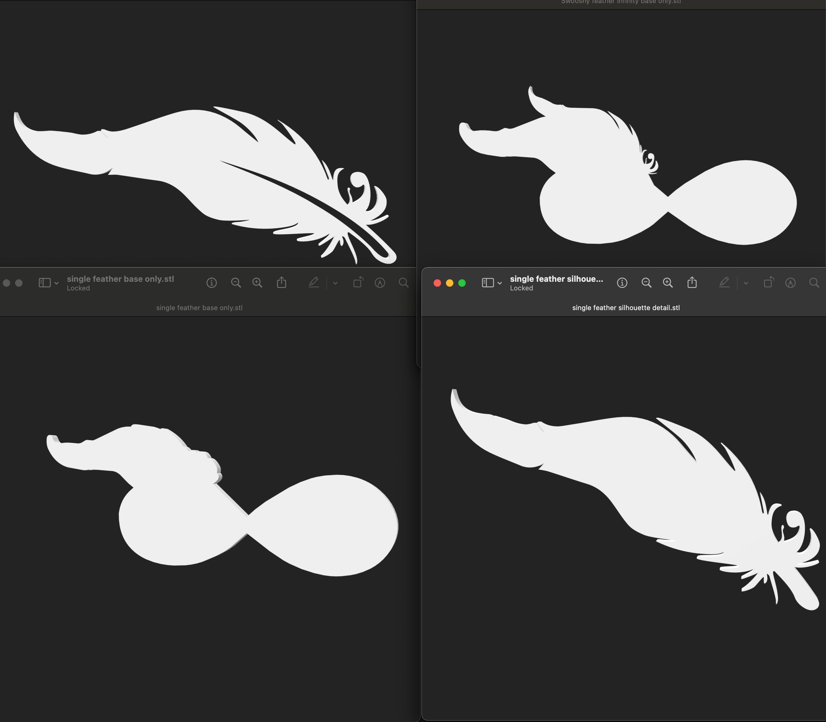Flourished Feather Infinity Loop STL DIGITAL File for 3D Printing - Etsy