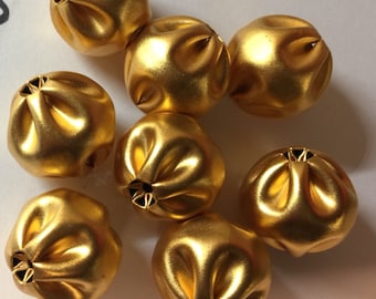 18mm Fluted Round -VINTAGE--Matte 14K Yellow Gold Plated Over Brass Metal  Beads---10pc each pack