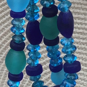 TWO STRANDS 16”inch Each—Frosted Matte & Shiny Mix-  Glass Beads—HANDMADE  In India —115 pc Beads Total