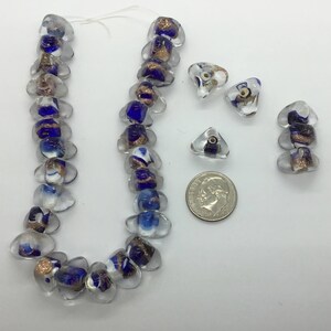 Clear With Blue/Metallic —5/10mm Irregular Shape Loose Glass Beads—50pc each pack
