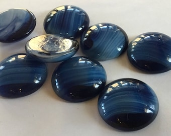 25mm--MONTANA PORPHYR--25mm Round Flat Back Cabochon Stones --Czech Pressed Glass --6pc
