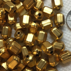 VINTAGE — Antique Matte Heavy Yellow 14k Gold Plate Over Brass Hexagon Shape Bead --12/8mm --20pc each pack