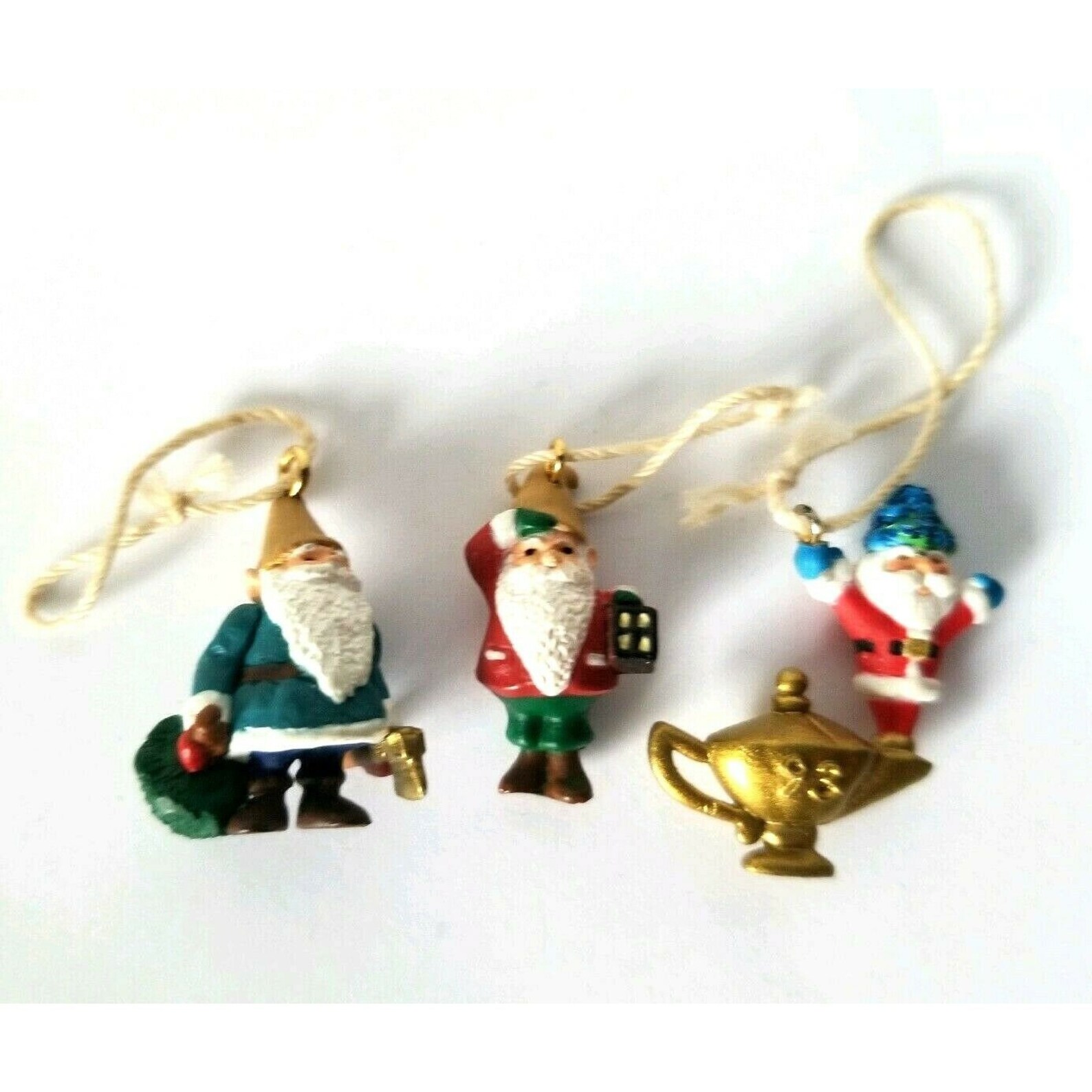 3 Vintage Hallmark 1 Miniature Christmas Ornaments Santa Etsy