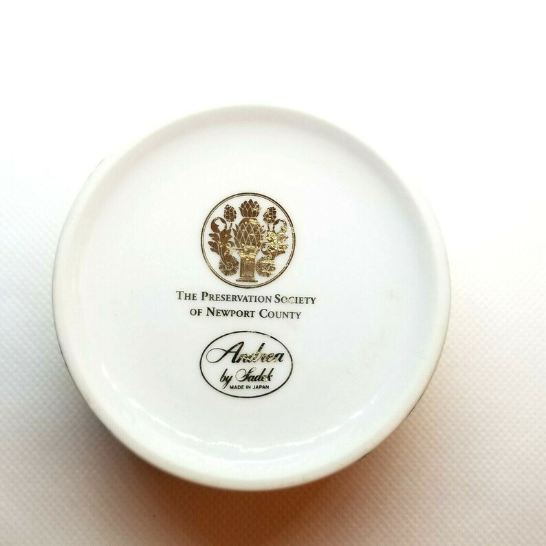 Vintage Andrea by Sadek Japan Porcelain Trinket Box Candle Chelsea Bird Flowers Collectible Candle Holder A Home Decor Approx.3.25 D x 2 H