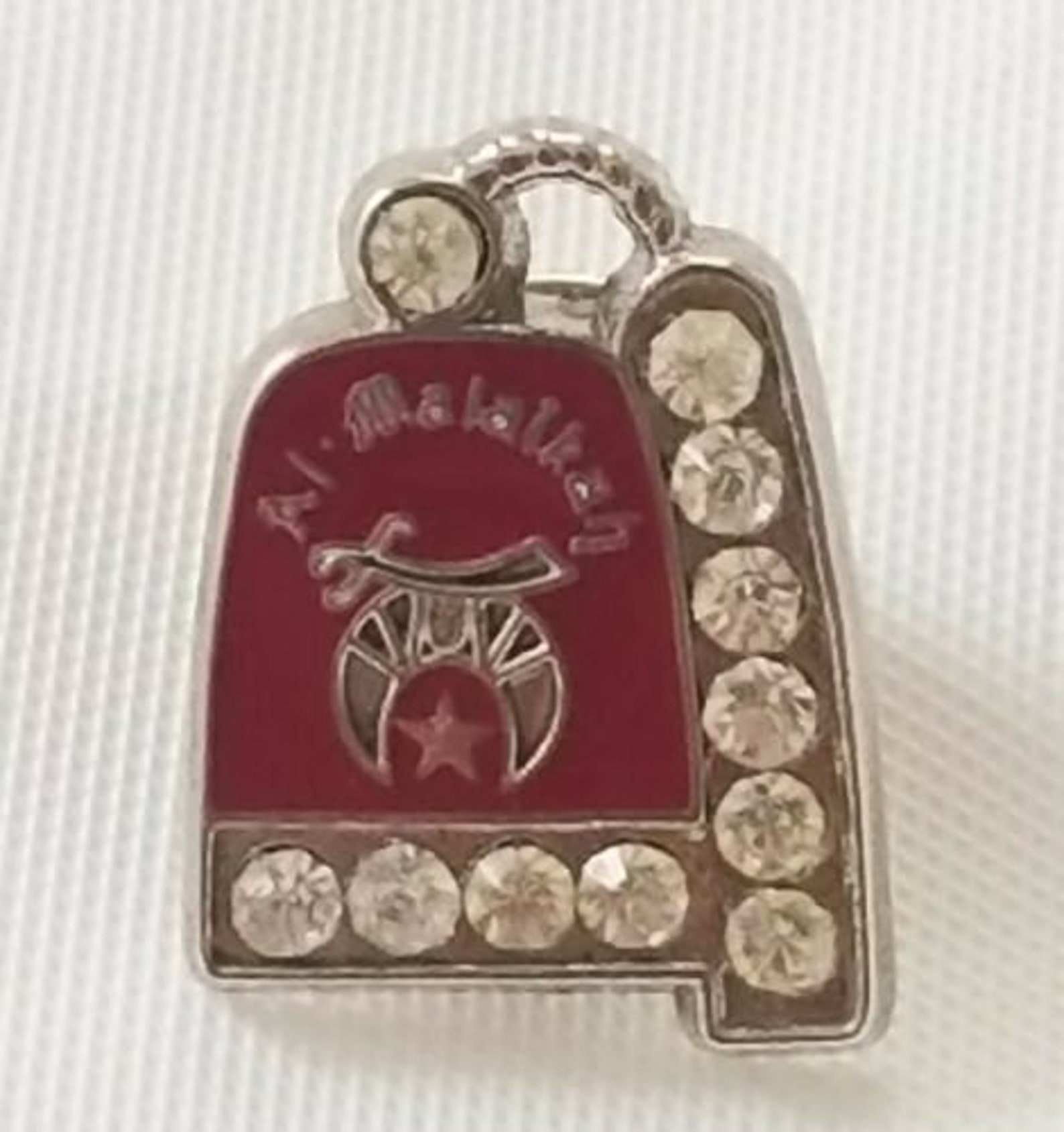 Masonic Al Malaikah Shriners Red Fez Diamond Pin Silver Tone Etsy
