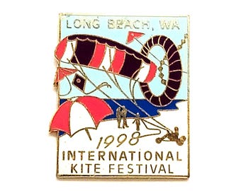 Pin de recuerdo esmaltado del Festival Internacional de Cometas de Long Beach del Estado de Washington de 1998
